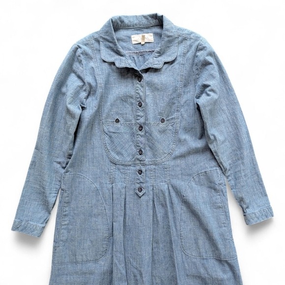 THE GREAT. Denim Button Front Midi Dress Sz 4 - Picture 4 of 8